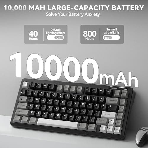 LINGBAO K75 Wireless Mechanical Gaming Keyboard 75%, 10000mAh Battery | Tri-Mode Wireless Gaming Keyboard, Rechargeable Mechanical Keyboard, RGB Gasket Hot-Swappable Creamy Switch, Custom Driver thumbnail 8