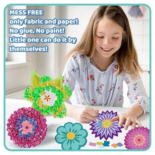 ATFUNSHOP 8 Packs Poke in Crafts Art Kits Flower Bouquets, Mess Free Kids' Paper Craft Kits Activity, 4 5 6 7 8 9 Years Old Girls Birthday Gifts thumbnail 6