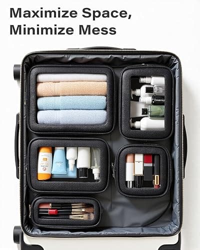 5Pcs Diaper Bag Organizer Pouch Set, Waterproof Travel Clear Makeup Bag Set for Women Small Toiletry Bag Travel Packing Organizer Bags Cosmetic Case with Zipper Compact Car Organizer Bag (Black Set) thumbnail 7