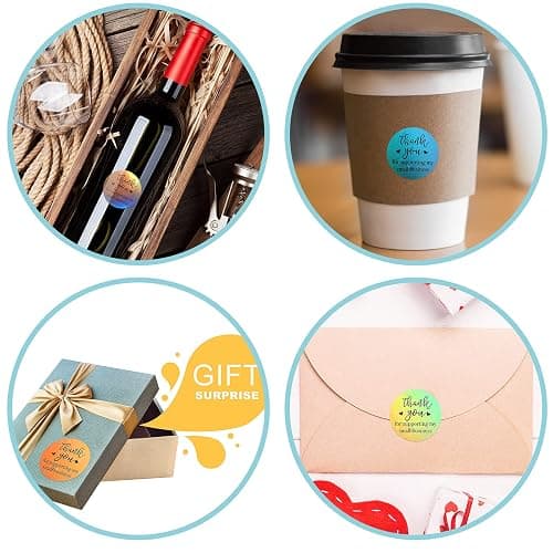 Outus 620 Pieces Thank Cards and Stickers Set Thank Gold Foil Stickers for Supporting My Small Business with Resealable Packaging Bag, Suitable for Business Owners (Holographic) thumbnail 6