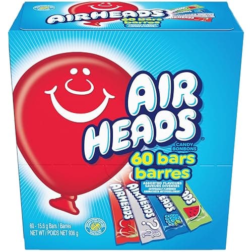 Airheads Full-Size Candy Bars,Taffy Candy Bulk Variety Pack,Individually Wrapped,Six Assorted Fruit Flavors Artificially Flavored,Box,60 Count (Pack of 2) thumbnail 3