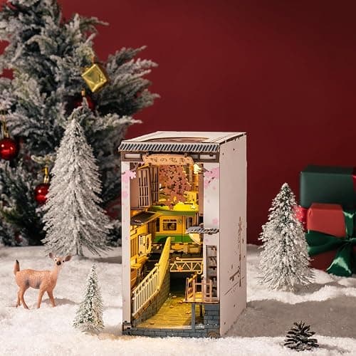 Rolife DIY Book Nook Kit Sakura Densya, DIY Miniature Booknook Kit Creative Decorative Bookend Bookshelf Insert 3D Puzzles for Adults, Halloween/Christmas Decorations/Gifts for Adults (Sakura Densya) thumbnail 5