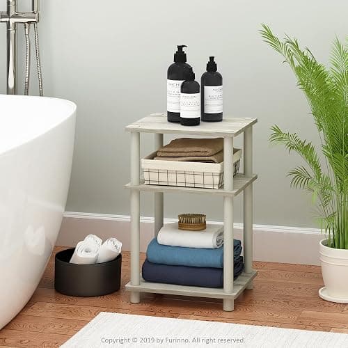 Furinno JUST Toolless 3-Tier Side Table, Open Shelf End Table, Sonoma Oak | Soft-Corner, Night Stand, Bedside Table, for Living Room, Bedroom, Bathroom thumbnail 2