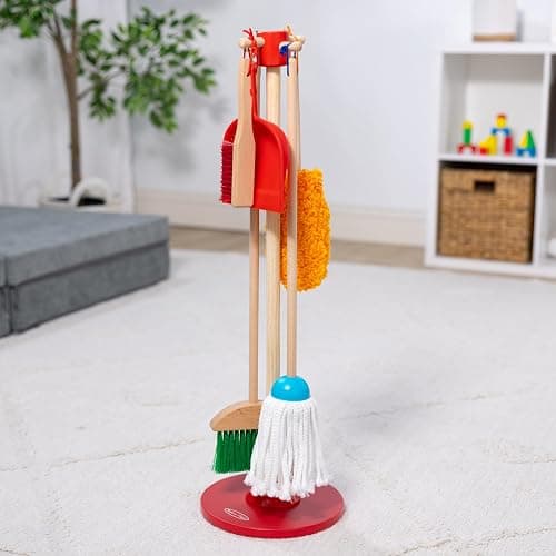 Melissa & Doug Dust Sweep Mop 6-Piece Pretend Play Set, Toddler Toy Cleaning, Pretend Play Home Cleaning, Kids Broom and Mop Set for Ages 3+ thumbnail 9