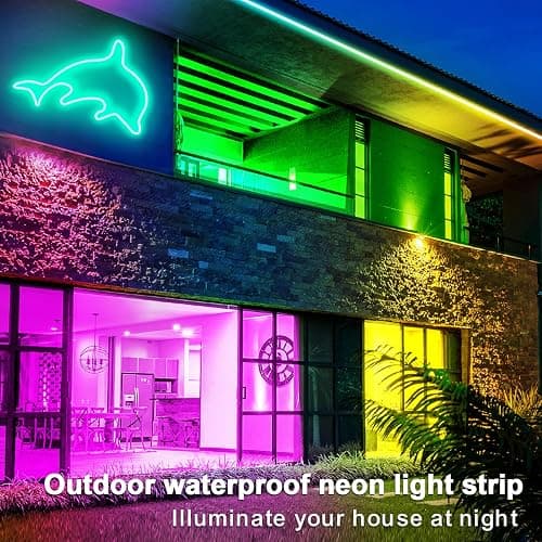 100FT RGB LED neon Rope Lights LED neon Lights with Remote/APP Control 24V IP65 Waterproof Flexible Neon LED Strip Lights for Bedroom Room Outdoors Decor（2 Rolls of 50ft） thumbnail 5