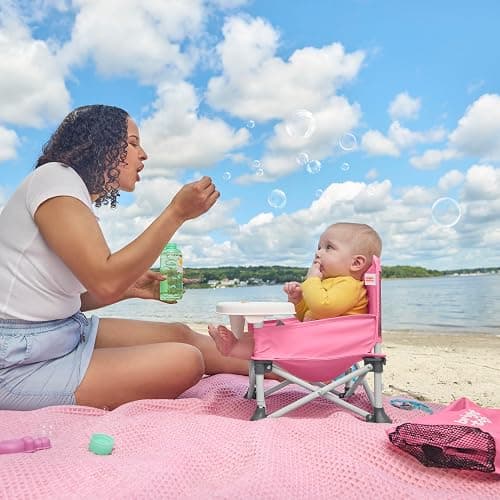 Bright Starts Pop 'N Sit Portable Booster, Indoor/Outdoor Use, Floor Seat with Feeding Tray, Pink, 6 Mos - 3 Yrs thumbnail 16