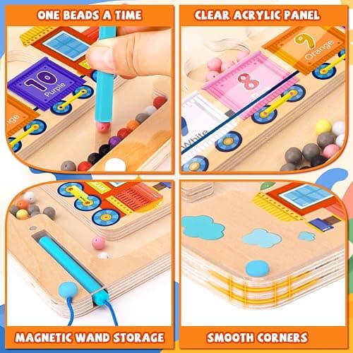 wakeInsa Magnetic Color and Number Maze,Montessori Toys for 2-5 Years Old Boys,Wooden Magnet Balls Puzzles,Toddler Busy Board,Preschool Learning Activities,Christmas & Birthday Gift for Kids thumbnail 4