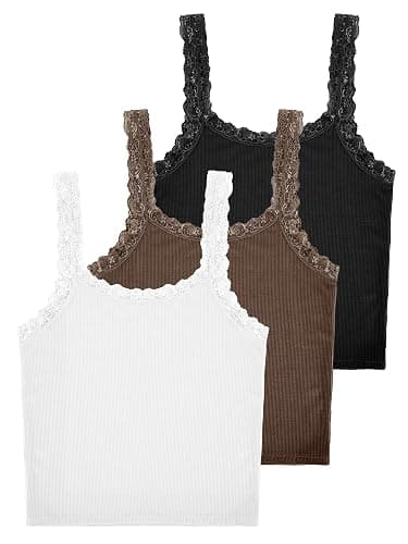 Sintege Women's Lace Patchwork Tank Top Lace Camisole Tank Sleeveless Cami Crop Y2k Tops thumbnail 6