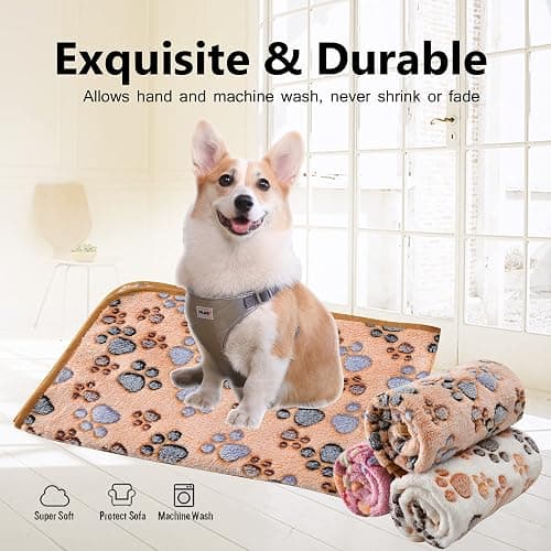 DOOVID Pet Blanket Soft Fluffy Fleece Pet Mat Doggy Flannel Blanket Dog Cat Cute Paw Print Pet Blankets Purple Paw Small(23 * 16") thumbnail 4
