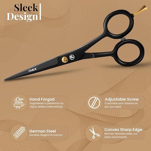 5” Professional Beard Mustache Scissors with 1 Beard Comb, 1 Mustache Comb and Travel Pouch - Perfect Beard Trimming Scissors for All Facial Hair Scissors - Grooming Scissors thumbnail 2