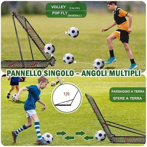 Rete Rimbalzo Calcio Doppio Lato Pieghevole, Rete da Rimbalzo per Pallavolo Angolo Regolabile, con Target per Allenamento Abilità, Facile da Montare, per Calcio, Baseball e Pallavolo thumbnail 4
