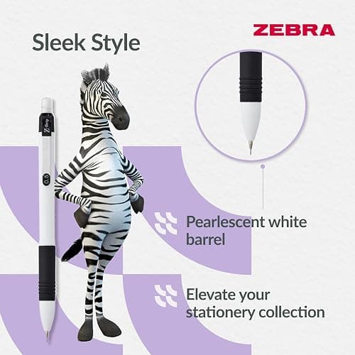 Zebra Pen Z-Grip Mechanical Pencils - Fine Tip Refillable, Retractable Pencil with Eraser and Comfort Grip - 0.5mm, White Barrel, 3 Pack thumbnail 3