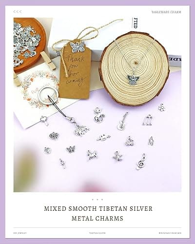 JIALEEY Wholesale Bulk Lots Jewelry Making Silver Charms Mixed Smooth Tibetan Silver Metal Charms Pendants DIY for Necklace Bracelet Jewelry Making and Crafting, 100 PCS thumbnail 4