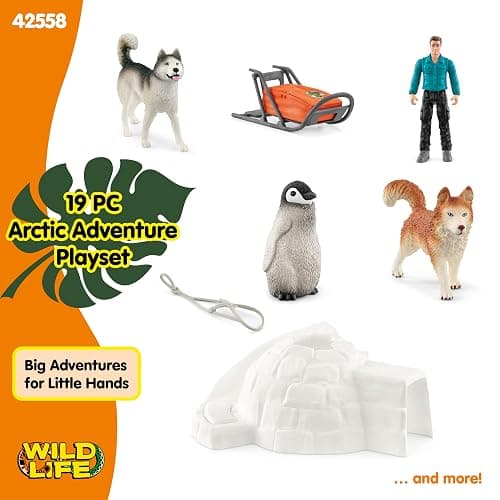 Schleich Wild Life - 19PC Antarctic Expedition Playset with Penguin, Dog Figurines, Action Figure and Accessories - Actic Animal Imaginative Play Set for Kids Ages 3+ thumbnail 6