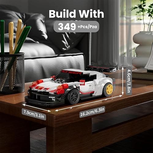 Mould King 27010 Speed Champion Rennwagen Bausteine 911 RSR Sportwagen Klemmbausteine mit Acryl-Vitrine Modellautos zum Sammeln (349 Teile) thumbnail 2