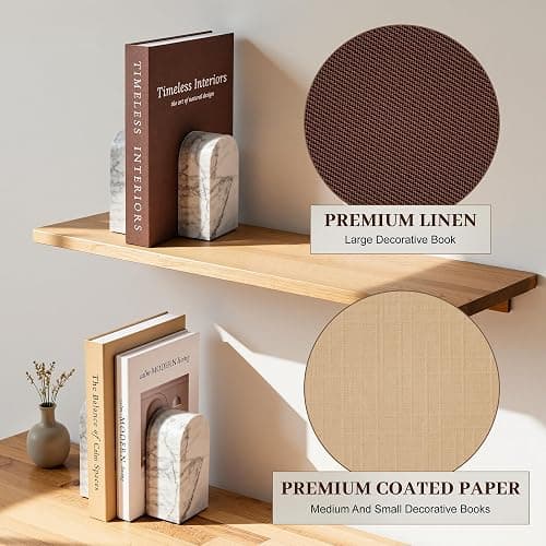 JARLINK Beautiful Decorative Books, Set of 3 Stackable Fake Books for Coffee Table, Shelf & Mantel Decor - Modern Home Decoration with Hidden Storage for Photos, Keepsakes & Living Room Styling, Brown thumbnail 5