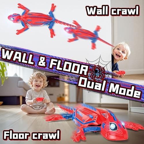 FirYawee Wall Climbing Remote Control Chameleon, Remote Control Robot Kids Toys, 360° Rotating RC Stunt Car with Light, Rechargeable RC Robot Toys for 3-12 Year Old Boys Kids thumbnail 4