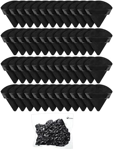 Suclain 48 Pcs Velour Triangle Powder Puff Soft Velour Makeup Puff for Face Powder Makeup Triangle Sponges for Wet and Dry Cosmetic Foundation Loose Mineral Body Tool(Black) thumbnail 9