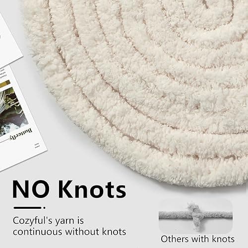 Cozyful Chunky Yarn for Hand Knitting - #10 Chunky Chenille Yarn, Jumbo Big Thick Chunky Yarns for Crocheting, Super Bulky Chunky Knit Blanket Yarns, 8 Skein (25 yds 8 oz Each Skein), Beige White thumbnail 5