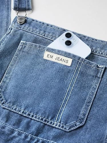 EMMIOL Women's Denim Overalls, Baggy Loose Fit Wide Leg Jumpsuit, 90s Vintage Style Overall with Adjustable Straps thumbnail 5