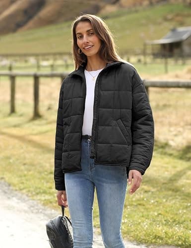 Xiaoxuemeng Womens Quilted Puffer Jacket Zip Up Lightweight Padded Coat Outwear thumbnail 7