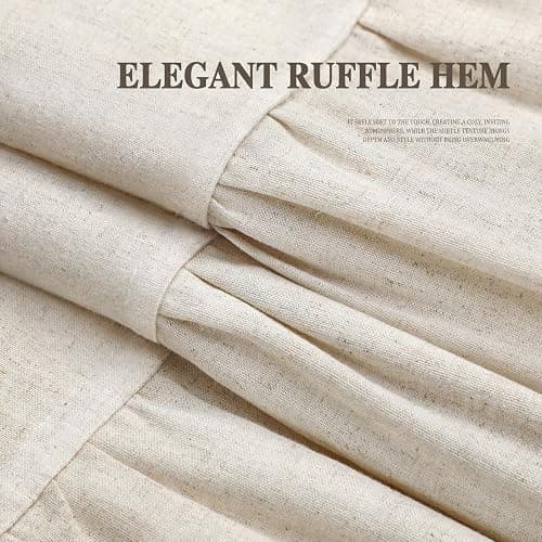 XOGUIBO Farmhouse Shower Curtain with Ruffle Hem Linen Flax Ivory White Shower Curtains for Bathroom Country Vintage Rustic Natural Fabric, 72" W x 72" L thumbnail 3