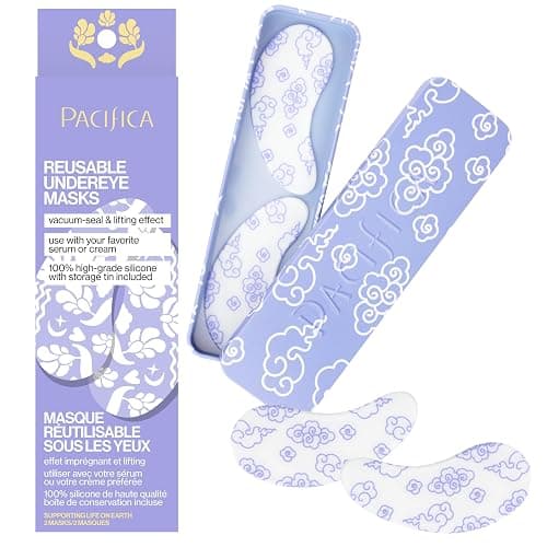 Pacifica Reusable Mask – Under Eye Mask Silicone Face Mask for Fine Lines & Dark Circles, Pair with Serum, Storage Tin Included, Vegan & Cruelty-Free, 2 Pieces thumbnail 8