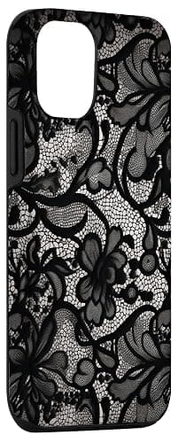 Motivo vintage pizzo nero Custodia per iPhone 13 thumbnail 3