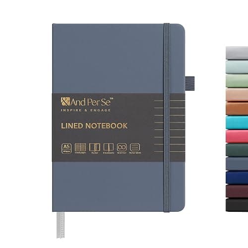 &And Per Se Lined Journal Notebook, 160 Pages, A5 5.7 x 8 inches College Ruled Thick Paper Notebook Journals for Writing, Hardcover Notebooks for Women Men Office School (1 Pack, Dark Blue) - Image 1