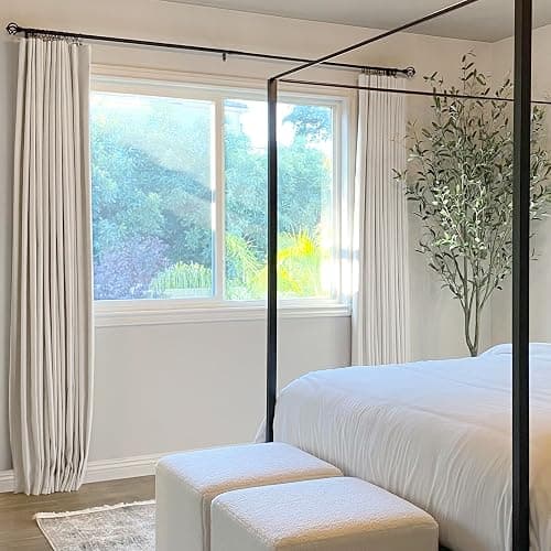 INOVADAY 100% Blackout Curtains for Bedroom Black Out Curtains 84 Inch Long | Beige Curtains for Living Room 2 Panels, Clip Rings Linen Look Blackout Drapes, Thermal Insulated Room Darkening,W50xL84 thumbnail 8