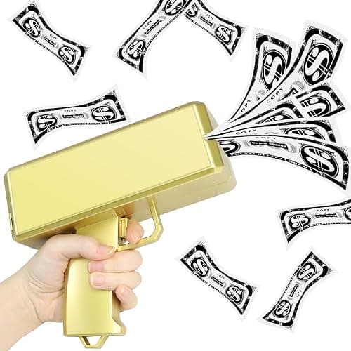 Wowok Money Gun Shooter, Make it Rain Money Toy Gun, Prop Money Gun, Spary Cash Gun for Movies Game Party Toy Gun (Metallic Gold) - Image 1