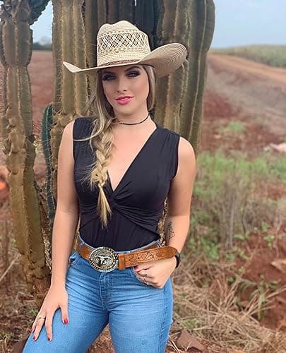 Western PU-Leather Cowboy Buckle Belt for Men and Women Jeans Engraved Floral Longhorn Bull Buckle Belt (27-40" waist) thumbnail 7