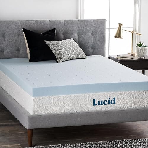 LUCID 4 Inch Gel Memory Foam Mattress Topper-Ventilated Design-Ultra Plush-Twin - Image 1