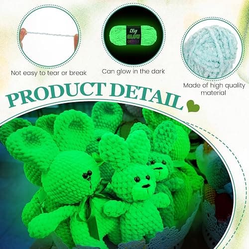 Fanfanwin 5 Rolls Glow in The Dark Chenille Yarn Luminous Crochet Fancy Yarn Glow Sewing Craft for DIY Arts Winter Christmas Knitting Crocheting Supplies 76.5 Yard Per Roll(Vibrant Colors) thumbnail 4