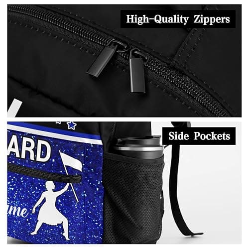 Pwwusark Custom Color Guard Backpack with Name - Personalized Schoolbag Color Guard Team Gift (Blue) thumbnail 6