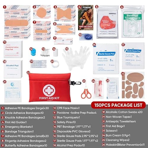 PTEROMY 150 Piece Mini First Aid Kit, Portable Small Emergency Kits Compact 1st Aid Kit for Car, Travel, Home, Camping, Outdoor, Hiking - 150PCS thumbnail 3