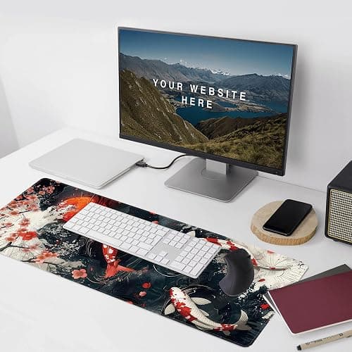 Koi Fish Large Mouse Pad,Gaming Keyboard Desk Pad,Extended Mouse Mat Non-Slip Rubber Base with Stitched Edges for Office Game Home XXL 35.4"x15.7" thumbnail 6