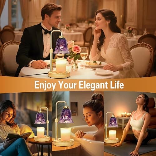XJZJY Candle Warmer Lamp with Timer Dimmer, Adjustable Height Purple Candle Wax Warmer, Christmas Birthday Gift for Mom Women, House Warming Gifts for New Home Bedroom Decor,Gradient Purple thumbnail 6