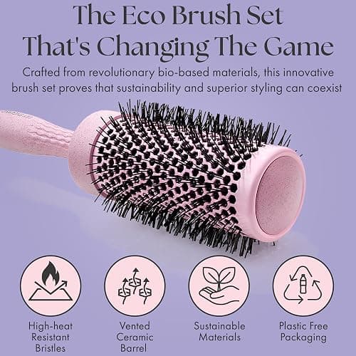 Lily England Round Blow Dry Brush Set for Women - Perfect for Voluminous Blowouts - Ceramic Ionic Technology - Luxury Gift for Her (Pink) thumbnail 6