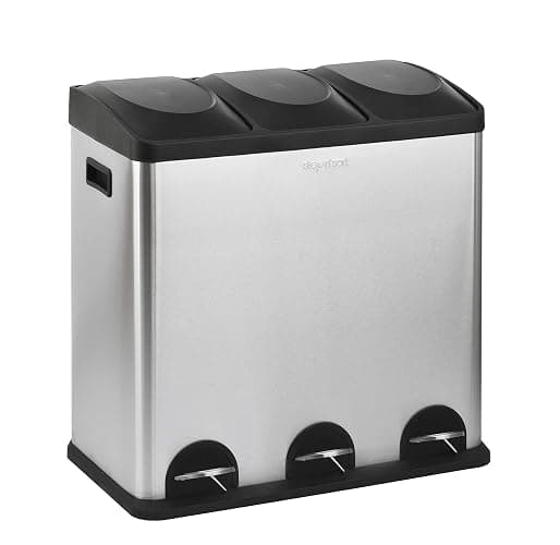 Step N' Sort The 16-Gal. 3-Compartment Stainless Steel Trash and Recycling Bin - Image 1