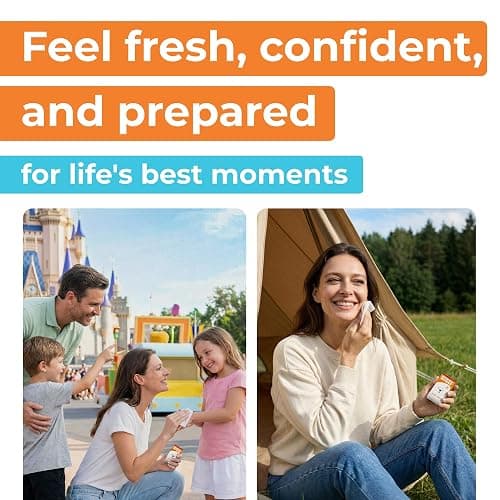 Impossibly Compact Travel Wipes - 99.5% Water - Safe for Sensitive Skin & Hypoallergenic, Resealable, Thick & Durable - For Adults & Kids - Unscented, 10 Pack Total 60 Wipes thumbnail 5