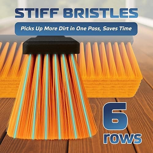 DSV Standard 18’’ Push Broom Outdoor Heavy Duty with 59.4’’ Long Handle, Industrial Broom with Stiff Bristles, Floor Broom for Cleaning Patio Garage Shop Deck Concrete Wood Stone Tile Floor thumbnail 4