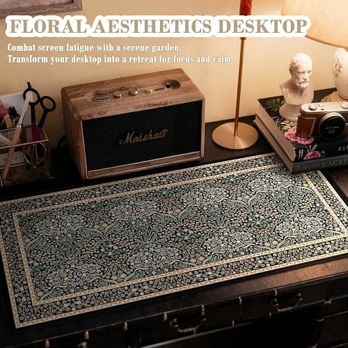 iCasso Desk Cover Mat, Office Mouse Pad, Desk Protector Mat, Extra Large Matt for Desktop,Anti-Slip XXL Big Mousepad with Stitched Edges for Computer Keyboard Retro Black thumbnail 6