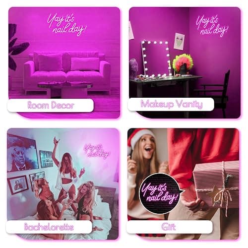 Kavaas Yay It's Nail Day Neon Sign - Neon Sign for Salon Bar, Beauty Room, Bedroom - Great Gift for Nail Tech Girls, Christmas, Birthday thumbnail 7