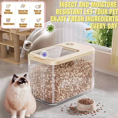Xexevtk Dog Food Storage Container,2025 High-Capacity Pet Food Container Airtight with Cup,Durable Design for Dog/Cat/Bird Food Storage, Keep Dry Food Fresh (Transparent, 30 Pounds) thumbnail 7