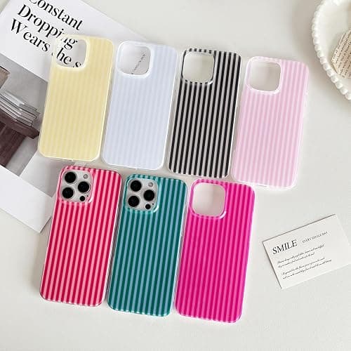 Sayoaho Compatible with iPhone 12/12 Pro Case, Fashion Cute Striped Aesthetic Design for Women, Soft TPU Shockproof Phone Case for iPhone 12/12 Pro 6.1 inch, Blue thumbnail 2