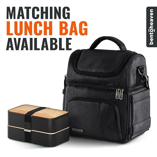 Bentoheaven Premium Bento Box Adult Lunch Box with Compartments for Women & Men, Set of Utensil & Chopsticks & Dip Container, Cute Japanese Kids Bento Lunch Box, Microwavable (Symph Onyx) thumbnail 7