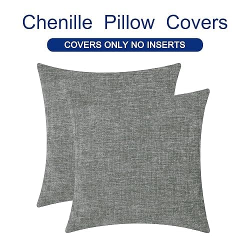 CaliTime Throw Pillow Covers Decorative 22 X 22 Inches Pack of 2 Cozy Chenille Cushion Cases for Couch Sofa Bed Living Room Home Medium Grey thumbnail 6