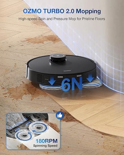 ECOVACS DEEBOT T30S PRO Robot Vacuum and Mop, 11000Pa, TruEdge Adaptive Edge Mopping, ZeroTangle Technology, AI Instant Re-mop, Self-Emptying & Refilling, AI Obstacle Avoidance thumbnail 5