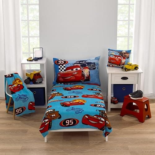 Disney Cars Radiator Springs Blue and Red Lightning McQueen and Tow-Mater Super Soft Toddler Blanket thumbnail 5